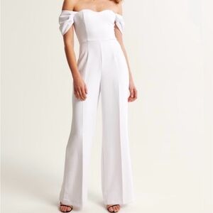Abercrombie & Fitch White Off-Shoulder Jumpsuit